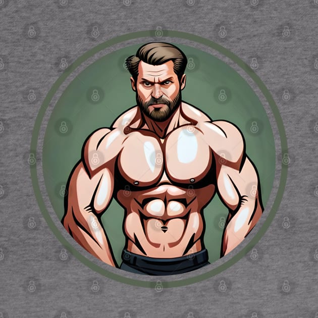 Muscular bearded dad by muscle